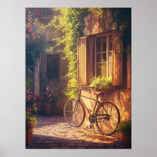 Poster Bicicletas de Vintage e Potes de Flor