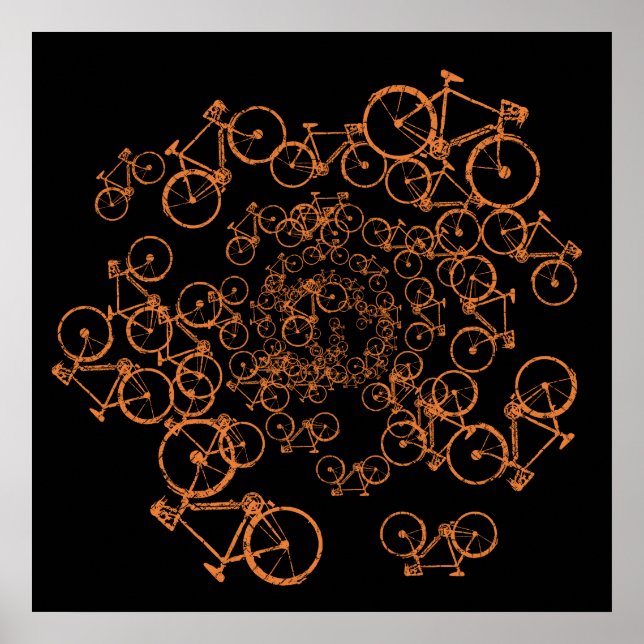 Póster bicicletas laranja em preto (cor personalizada) (Frente)