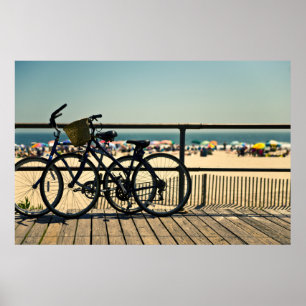 Poster Bicicletas no passeio à beira mar