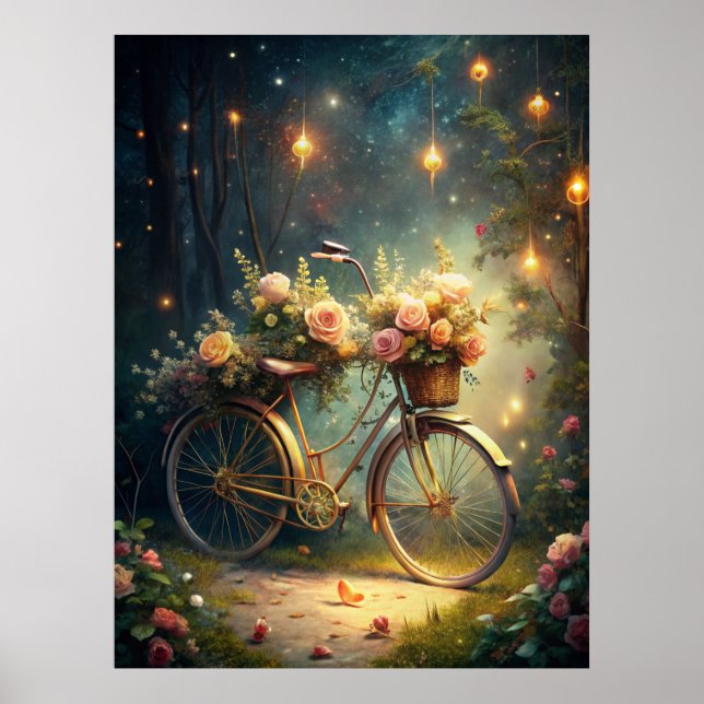 Poster Bicycle and Flowers (Frente)