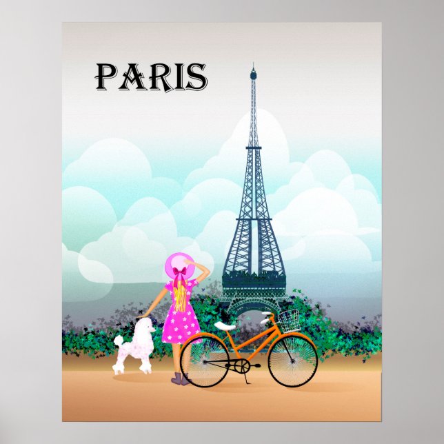 Póster Bicycle Eiffel Tower Paris França (Frente)