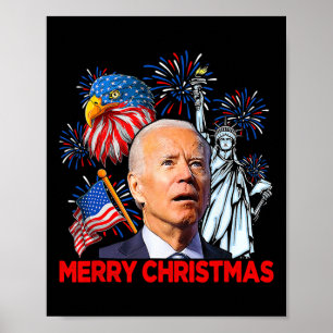 Poster Biden Confusa Patriótica Feliz Natal Para 4º S