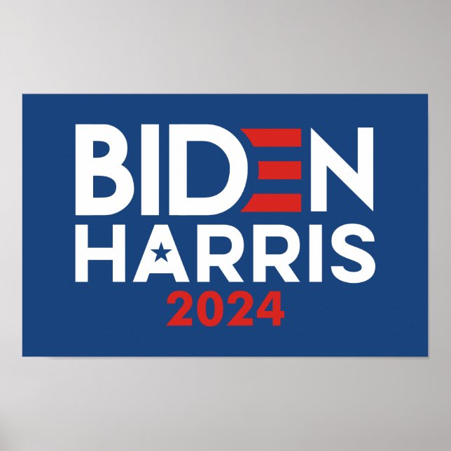 Poster Biden Harris 2024 star - Azul Branco Vermelho (Frente)