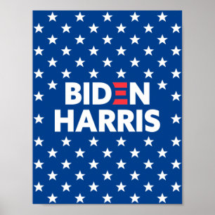 Poster Biden / Harris White Stars - Padrão Azul