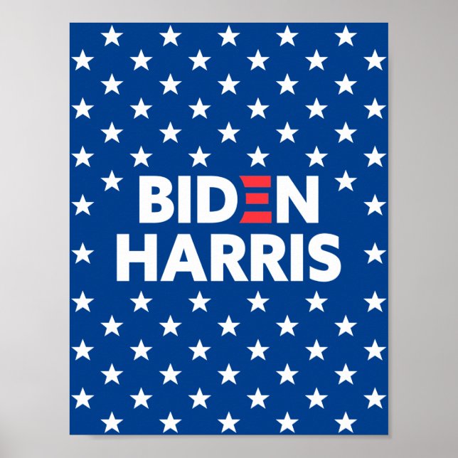 Poster Biden / Harris White Stars - Padrão Azul (Frente)