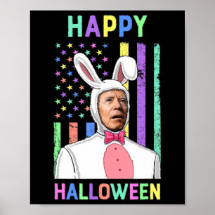 Poster Biden Páscoa Happy Halloween Bunny Joe Páscoa Flag