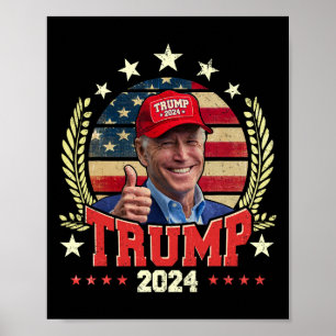 Poster Biden Vestindo Trump Red Hat Shirt Engraçado Trump