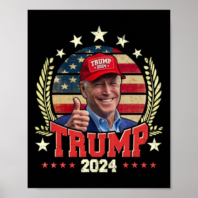 Poster Biden Vestindo Trump Red Hat Shirt Engraçado Trump (Frente)