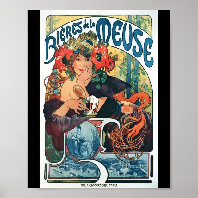 Poster Bieres de la Meuse, Mucha (Frente)