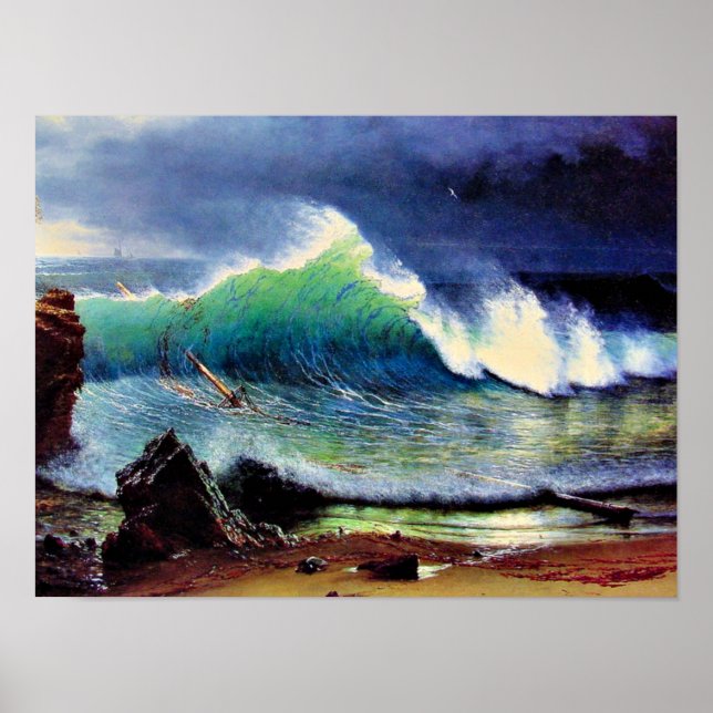 Poster Bierstadt - A Costa do Mar Turquesa (Frente)