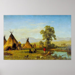 Poster Bierstadt - Aldeia Sioux perto de Fort Laramie