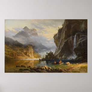 Poster Bierstadt - Indianos Pescar Lança
