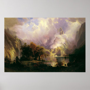 Poster Bierstadt - Paisagem de Montanha Rochosa