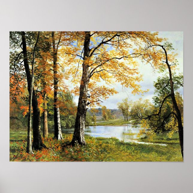 Poster Bierstadt - Um Lago Quieto, (Frente)