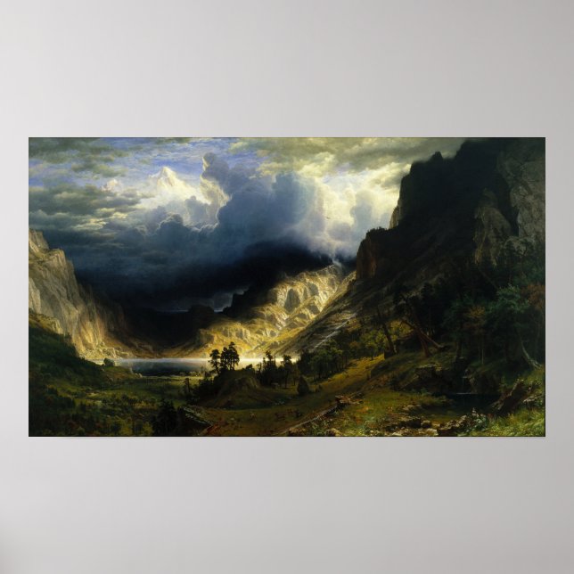 Poster Bierstadt - Uma Tempestade Nas Montanhas Rochosas (Frente)