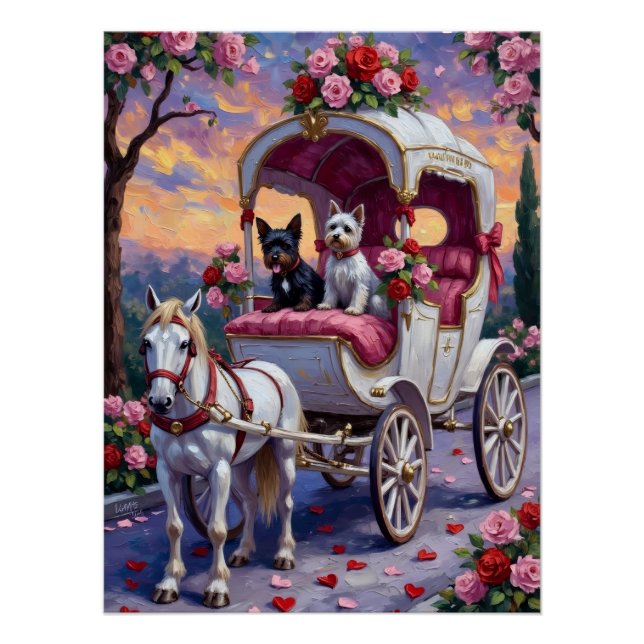 Póster Biewer Terrier Dog Valentine's Day (Frente)