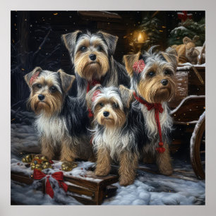 Poster Biewer Terrier Neve Trenó Natal Decoração
