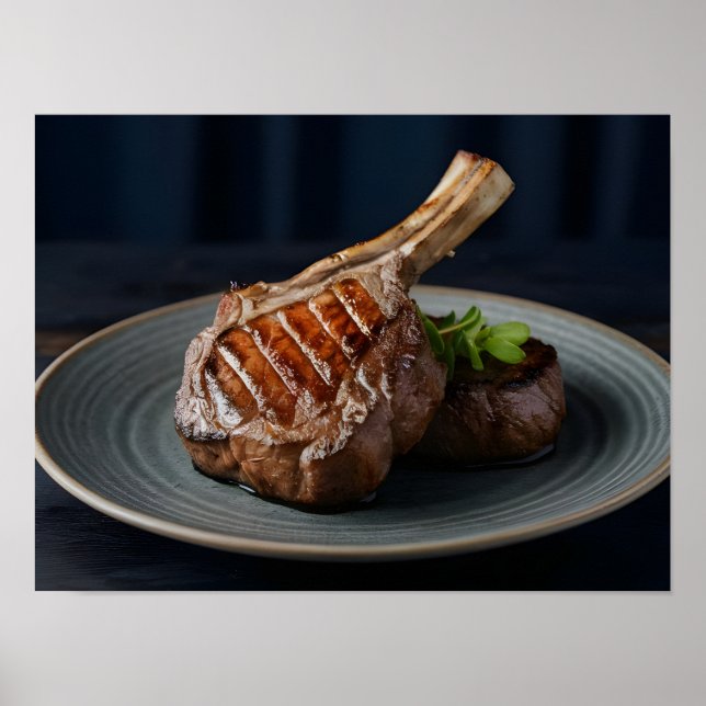 Poster Bife Grelhado Gourmet com Marcas de Queimadura Ele (Frente)