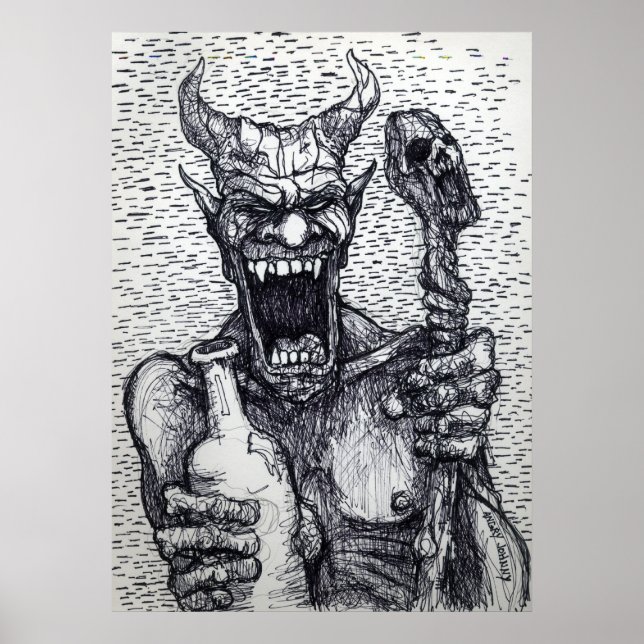 POSTER "BIG BAD BOOZIN BEELZEBUB" (Frente)