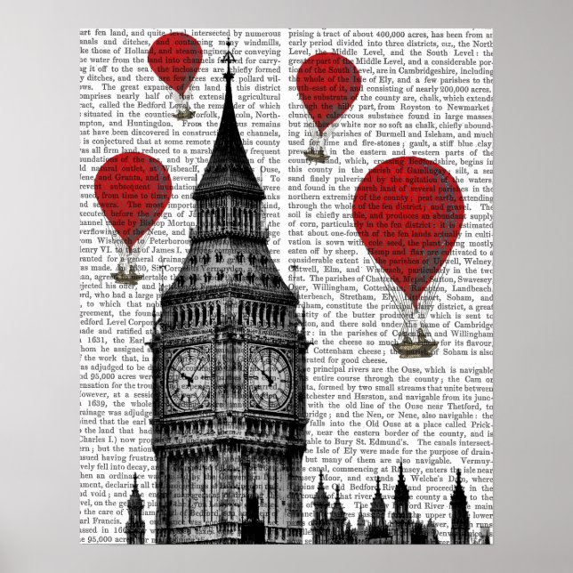 Póster Big Ben e Red Hot Air Balloons (Frente)
