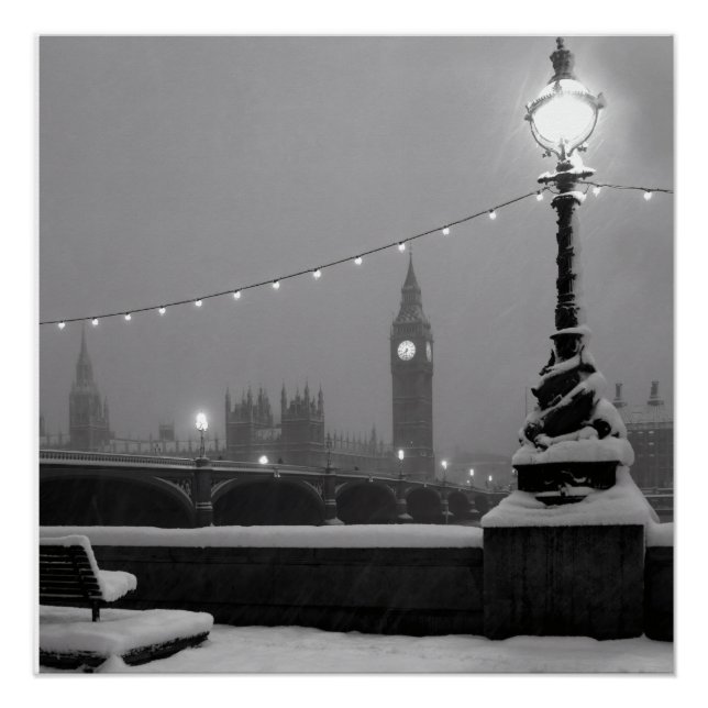 Póster Big Ben na Neve – Londres (Frente)
