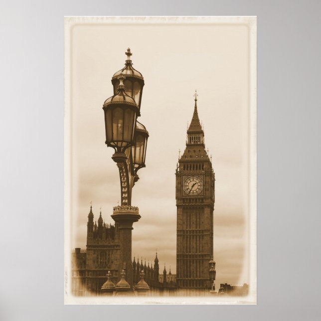Póster Big Ben no Fundo (Frente)