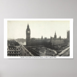 Poster Big Ben & o parlamento Londres quadrada 1904