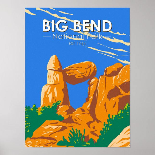 Poster Big Bend National Park Balanced Rock Vintage (Frente)