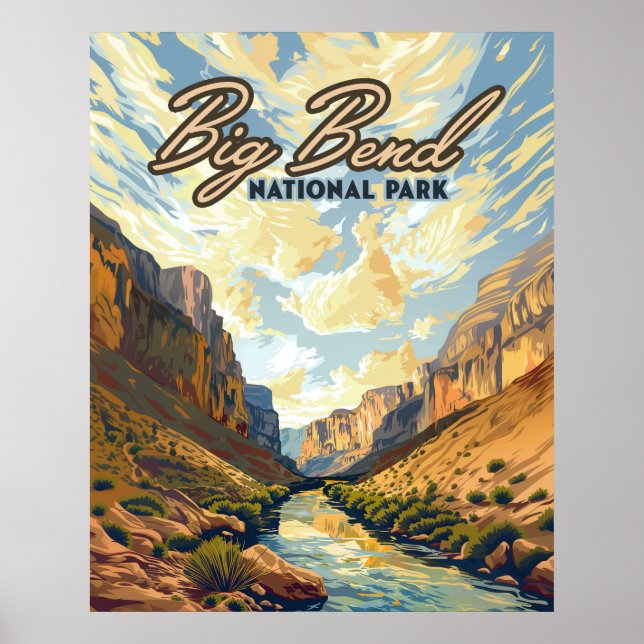 Poster Big Bend National Park Texas Desert Retro (Frente)