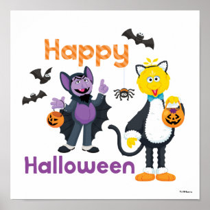 Poster Big Bird e Count   Feliz Dia das Bruxas