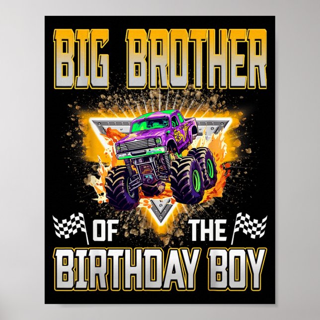 Poster Big Brother Of The Birthday Boy Monster Truck Birt (Frente)