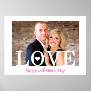 Poster Big LOVE Letters Modern   Seu Script Rosa Fotográf