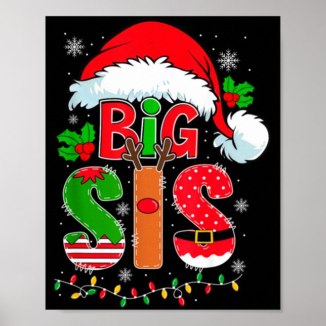 Poster Big Sis Santa Hat New Big Sister Announcement Xmas (Frente)