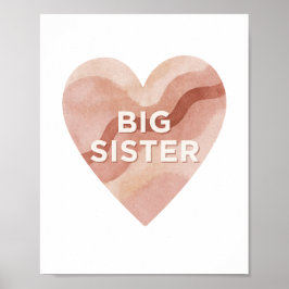 Poster Big Sister Abstract Heart Wall Art Print