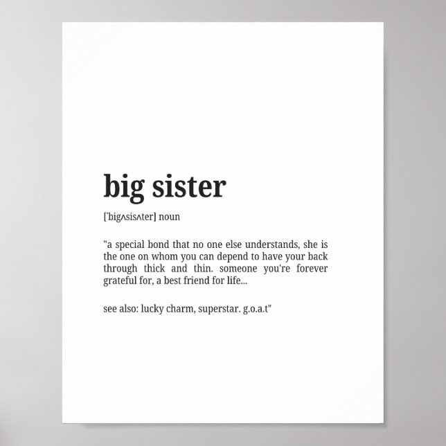 Poster Big Sister Definition Wall Art (Frente)