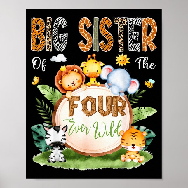 Poster Big Sister Of The Four Ever Wild Safari 4th Birthd (Frente)