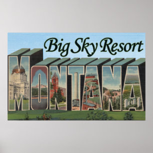 Póster Big Sky Resort, Montana - Large Letter Scenes