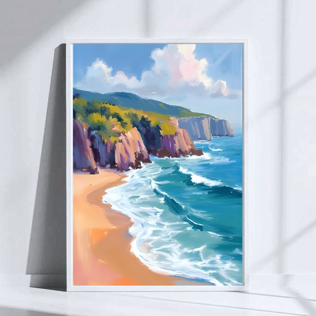 Poster Big Sur, California Watercolor Ocean Painting (Criador carregado)