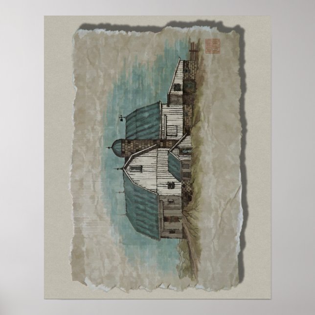 Póster Big White Amish Barn (Frente)