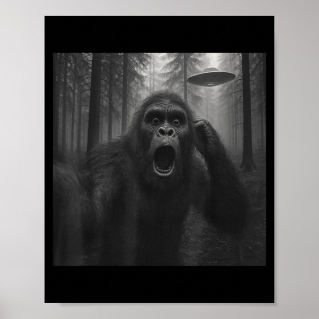 Poster Bigfoot Alien Ufo Selfie Engraçado Sasquatch Meme  (Frente)