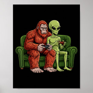 Poster Bigfoot Alien Video Games Jogos Sasquatch Ufo Home