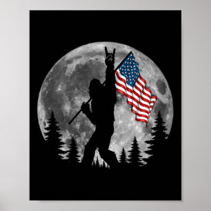 Poster Bigfoot American Flag Sasquatch Patriotic 4th Of J