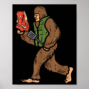 Poster Bigfoot Barbecue Churrasco Sasquatch Meat Grieling
