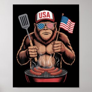 Poster Bigfoot Churrasco 4 De Julho Divertido Patriótico 