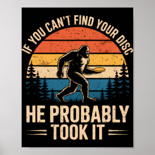 Poster Bigfoot Divertido Disco Golfe Sasquatch Frisbee Ho