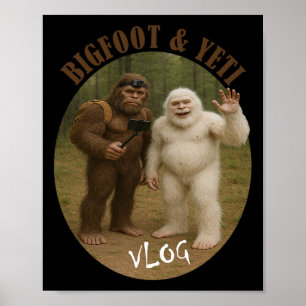 Poster Bigfoot E Amigo Vlog Meme Divertido Selfie De Hiki