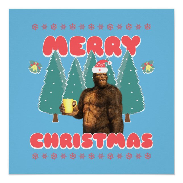Póster Bigfoot Engraçado - Feliz Natal (Frente)