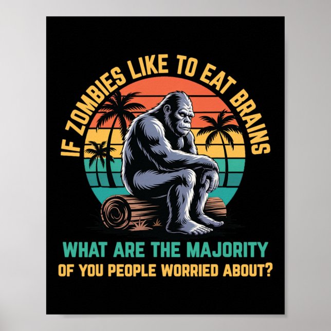 Poster Bigfoot Engraçado Sasquatch Zombies Horror Lover (Frente)