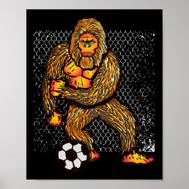 Poster Bigfoot Jogando Futebol Para Jogadores de Futebol  (Frente)
