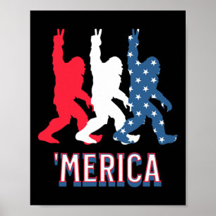 Poster Bigfoot Mérica Red White Blue Peace Sinal 4° De Ju